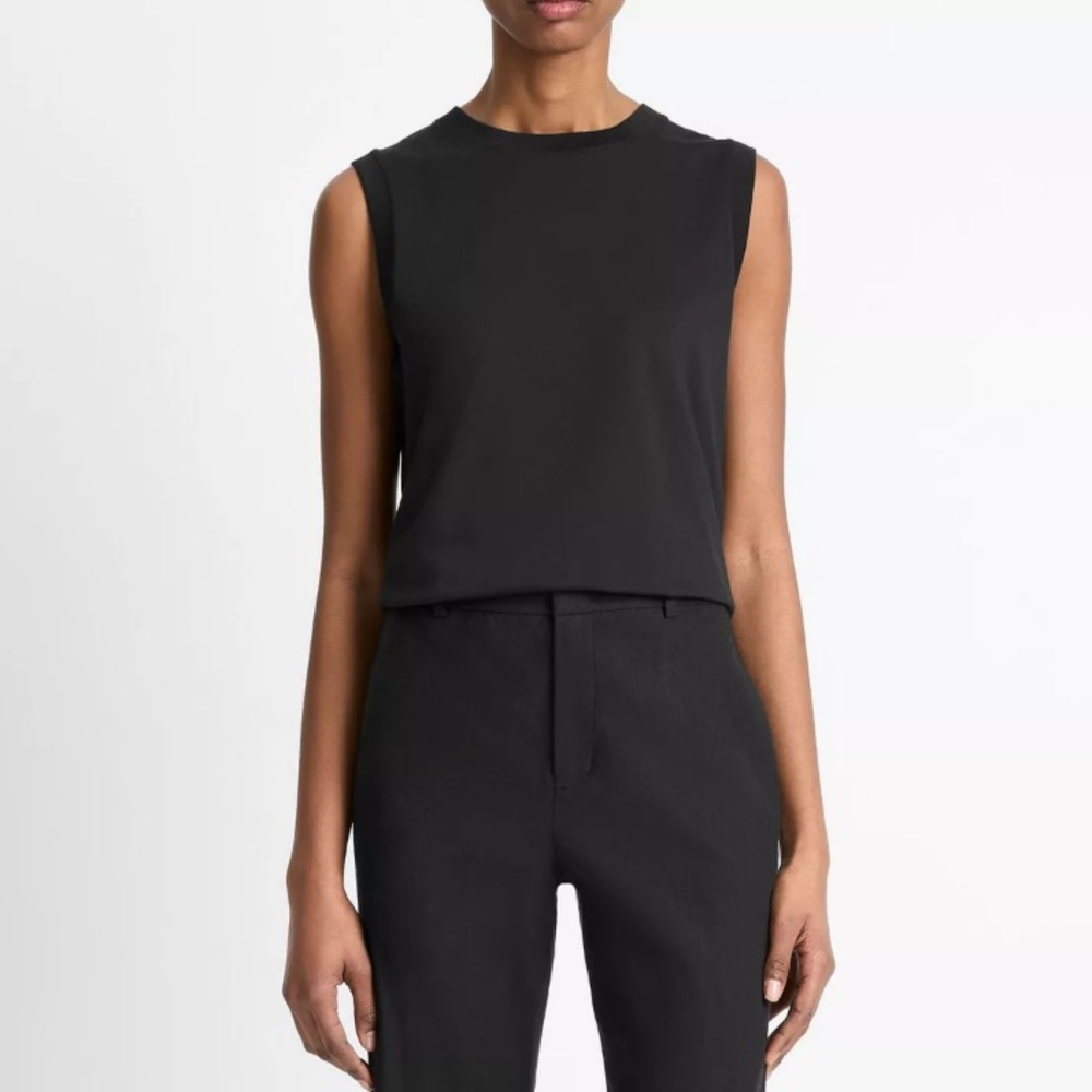 VINCE Pima Cotton Muscle T-Shirt in Black